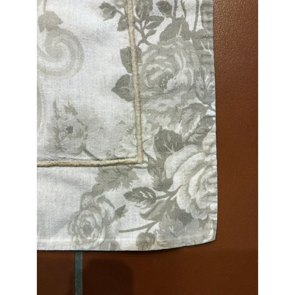 3 Chambers Williams Sonoma Pillow Shams Square Cotton Linen Tan Gray Floral